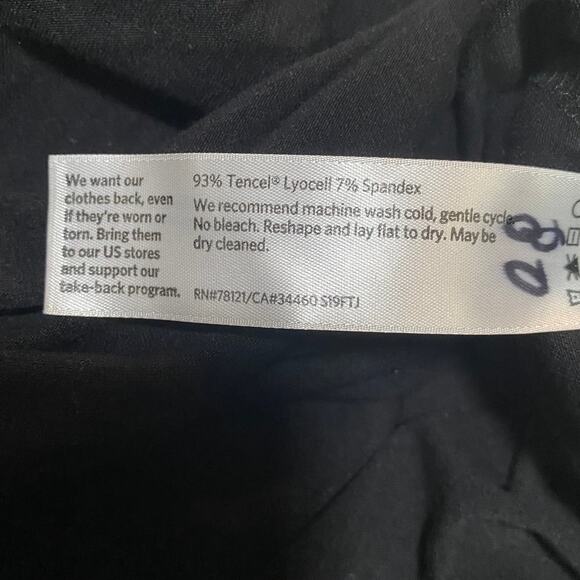 Eileen Fisher Midi Dress Jersey Knit Stretchy Sleeveless Cinched Waist Black M - Picture 9 of 9